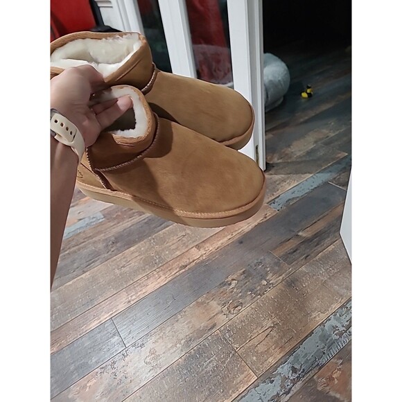 Dearfoams Fireside Size 10 Women’s Genuine Shearling - Suede Platform Bootie - Picture 10 of 11